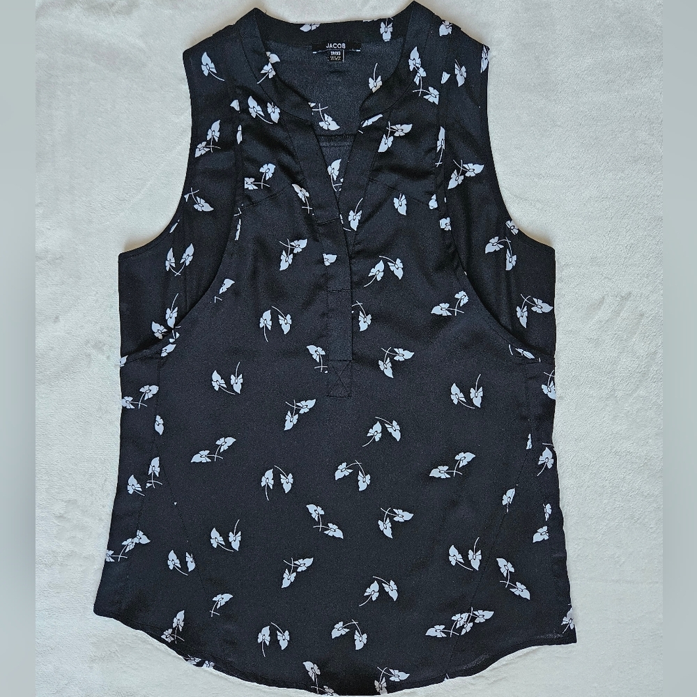 Jacob Black Leaf Print Blouse XS